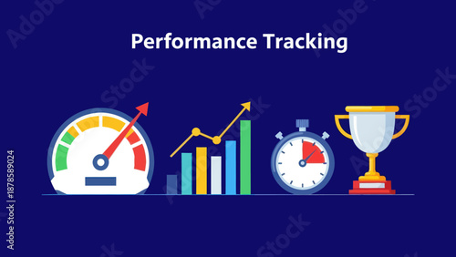 Performance Tracking Icons with Trophy and Timer.