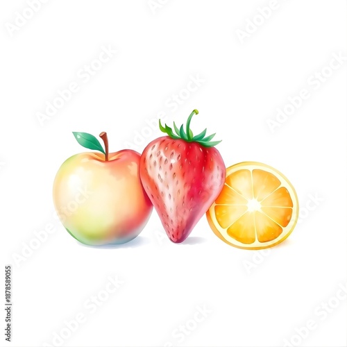 3D watercolor fruits