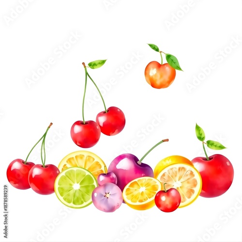 3D watercolor fruits