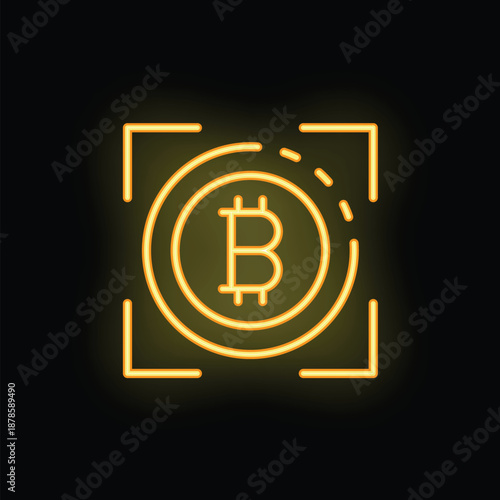 Bright neon sign depicting the bitcoin cryptocurrency logo, symbolizing the concept of bitcoin mining