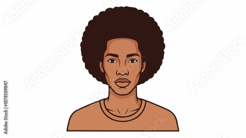Portrait of a young Black man with a large afro hairstyle.