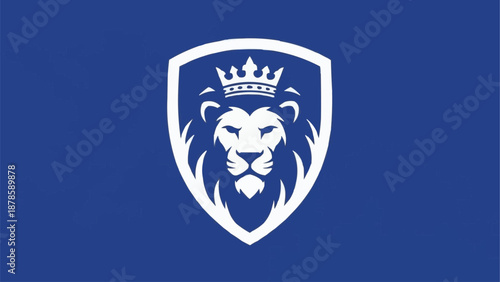 Royal Lion Emblem with Crown on Shield.