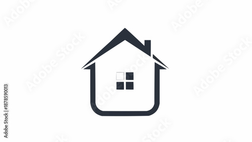 Simple black house outline logo on white background.