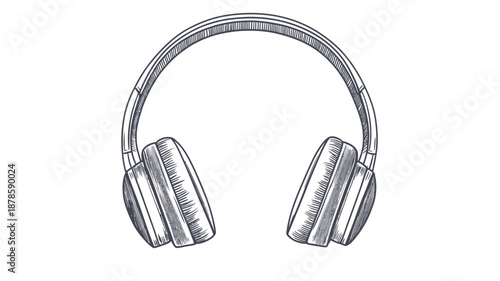 Detailed Illustration of Headphones with Cushions.
