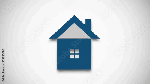 Simple blue house icon with a white background.
