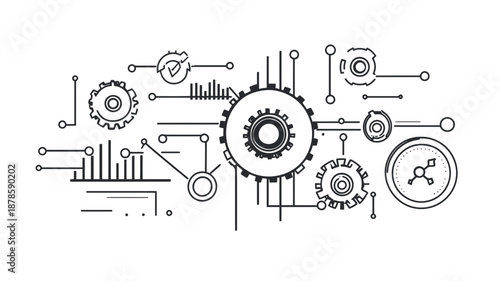 Mechanical Gears and Cogs Infographic Elements.
