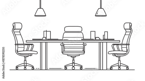 Office chairs and table illustration.