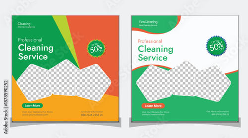 cleaning service social media post design template and instagram promotion social media post and web banner design template