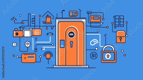 Secure Door with Key and Locks.