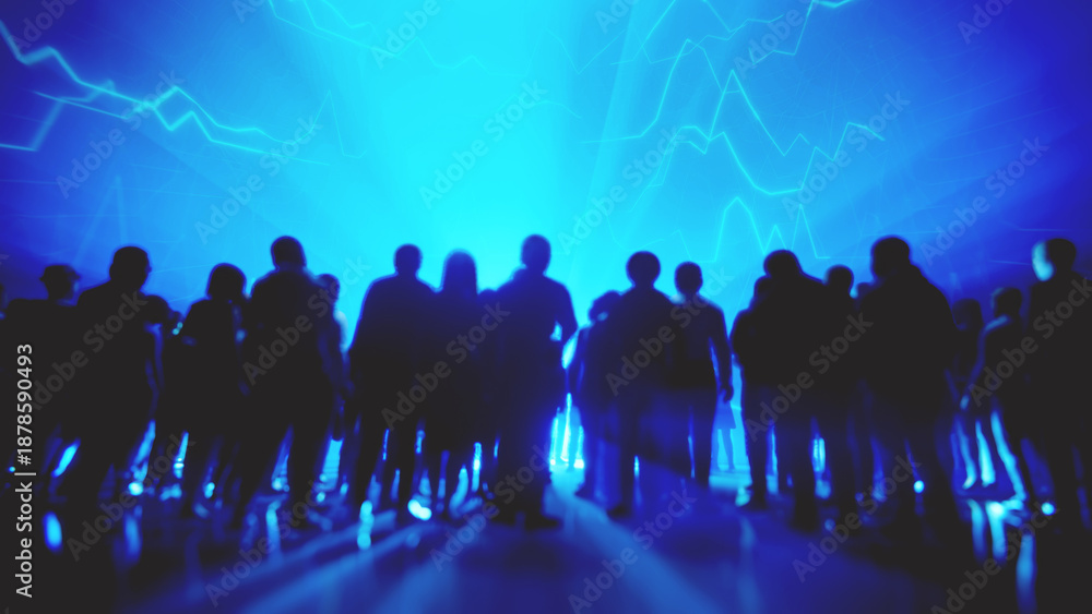 Naklejka premium Business people watching financial data analysis on a large screen