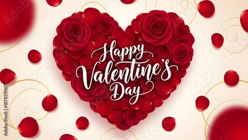 Happy valentines day wishes with red roses and heart