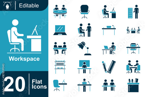 Workspace and Business Meeting Icons