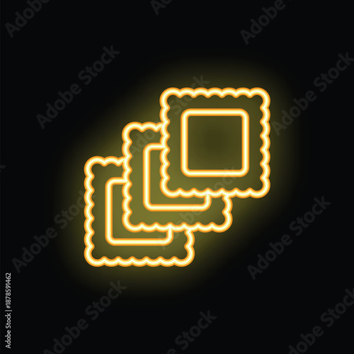 Neon sign showing steaming hot ravioli pasta, perfect for a restaurant menu