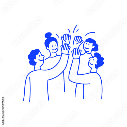 Vector illustration in simple linear hand drawn style, business concept, teamwork and partnership concept