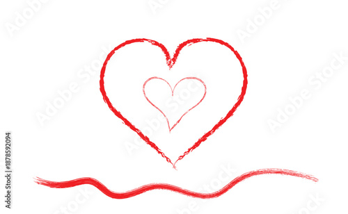 Interconnected hearts with red thread