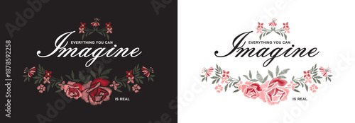 merry christmas greeting card Inspirational Floral Embroidery Quote Art