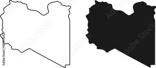 Libya Map Vector Isolated Country Silhouette in Black and White