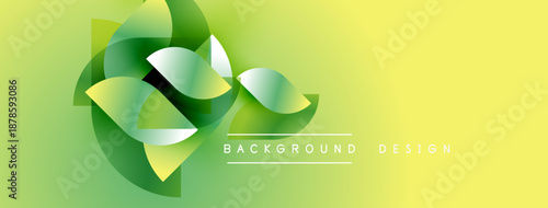 Abstract floral design. Green shades blend into yellow gradient. Modern, clean aesthetic suitable for backgrounds, presentations.