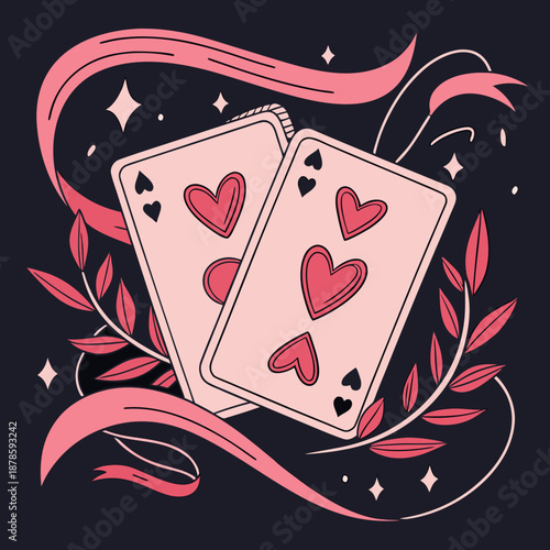 valentine card with hearts and flowers