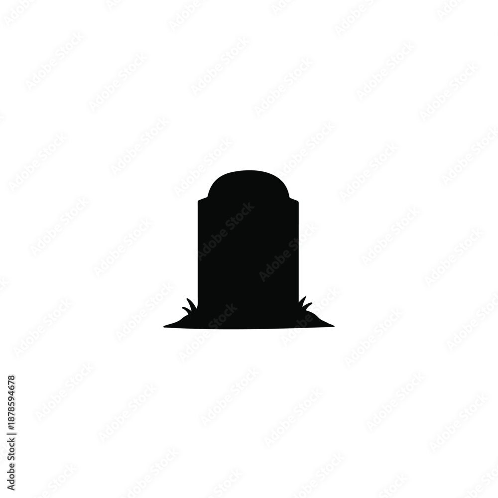 Obraz premium Gravestone silhouette vector flat illustration design.