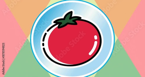 Animation of tomato on pattern background