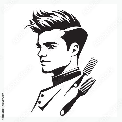 vector illustration of a barber with a comb