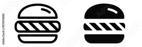 Hamburger icons in black and white for food or restaurant concepts,Hamburger icons. thin line vector icons,Burger Icon Vector Illustration Logo Template