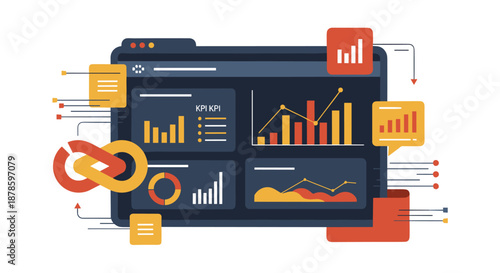 Modern digital dashboard displaying various data analytics, charts, and graphs for business intelligence and financial reporting.