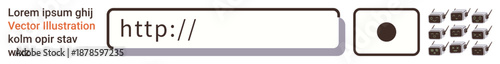 Online navigation, digital addresses, user interfaces, communication platforms, web technology, internet tools. Web address bar, placeholder text digital icons. Online navigation and user interfaces
