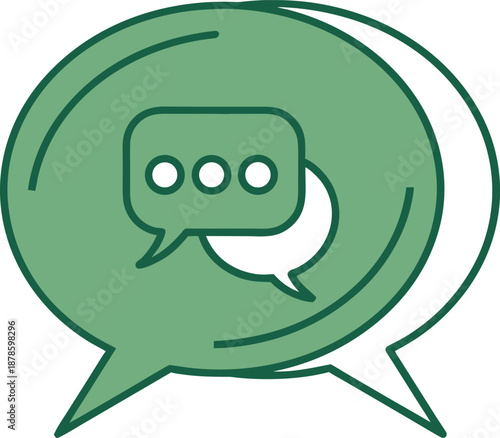 Flat comment message bubble icon green solid vector illustration