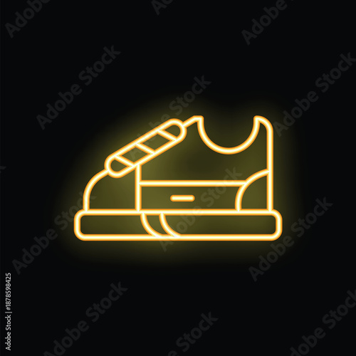 Glowing neon yellow sneaker illuminating dark background, representing fashion, style, and urban trends