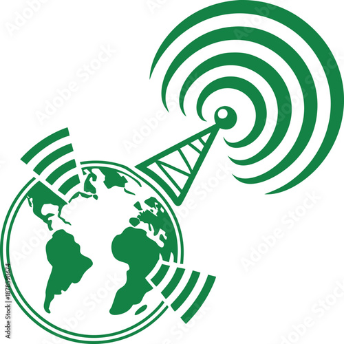 Flat digital reach expansion icon green flat vector illustration