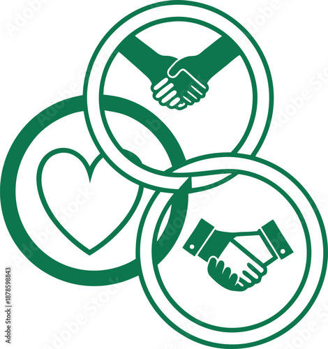 Flat engagement connection icon flat green vector illustration