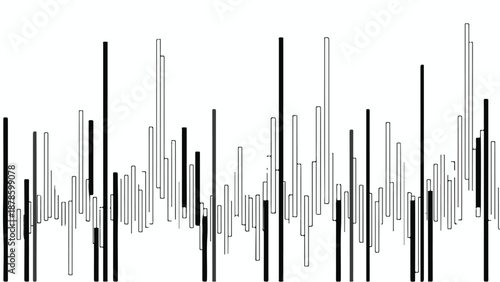 Sound wave audio waveform graphic illustration with black gray and white vertical lines representing music or sound signal