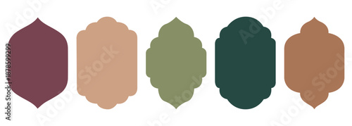 Islamic shape of door or window silhouette Arabic arch. Collection of patterns in oriental style. Frames in Arabic Muslim design for Ramadan Kareem. Vector mosque gate shape. vector illustration eps.