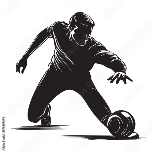 silhouette of a bowling athlete with a ball