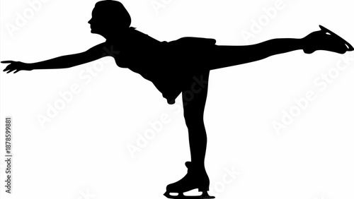 A silhouette of a woman ice skating in a graceful pose silhouette