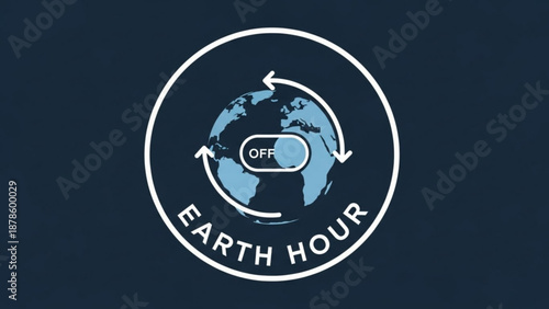 Earth Hour Logo with Globe and Switch Turning Off, Symbolizing Energy Conservation and Environmental Awareness