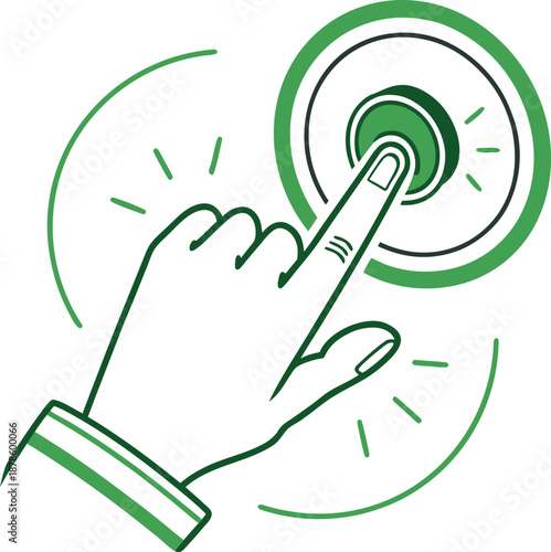 Flat user interaction click icon green vector vector illustration