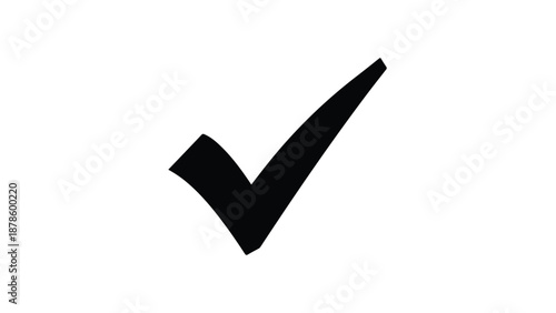 Checkmark symbol icon black and white, tick mark, correct sign, confirmation symbol, approval icon, simple vector graphic for business presentation, web design, and digital communication