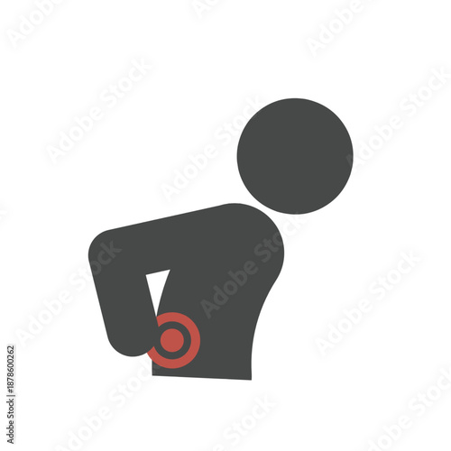 Back pain icon showing a person with lower spine injury. Medical vector illustration for healthcare, physiotherapy, and orthopedic health awareness.