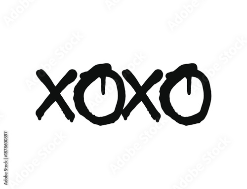 Xoxo melting black typography Poster, xoxo hugs and kissing brush lettering lipstick PNG design, xoxo art print, xoxo sticker for valentine, xoxo svg cut file, xoxo png, xoxo paint melt 