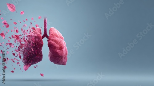 3D Medical Illustration of Lungs with Floating Particles and Effects