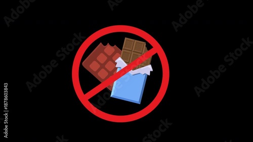 Chocolate Restriction Warning Icon Illustrating No Sweets Diet and Health Control Concept