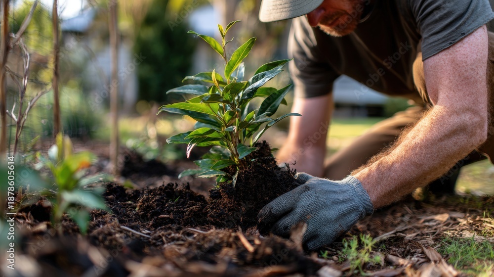 Fototapeta premium Planting Native Plants in Backyard to Attract Local Wildlife
