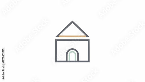 Simple Outline Icon of a House with an Archway Entrance.