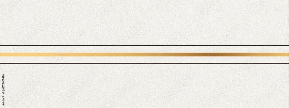 Obraz premium Minimal white background with thin horizontal champagne gold line, elegant luxury branding style, wide panoramic composition, large space