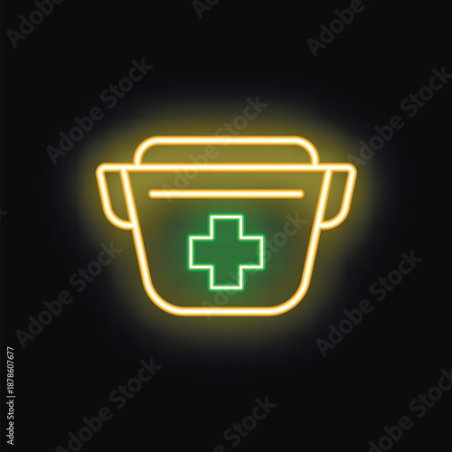 Glowing neon icon of a nurse hat, symbolizing healthcare and medical professionals