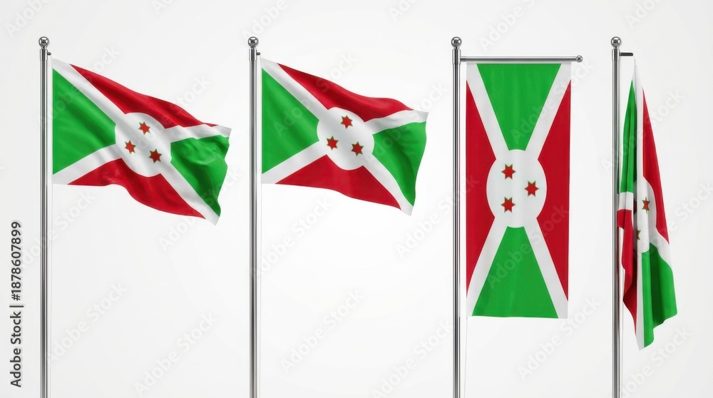 Obraz premium flag of burundi render isolated on white background