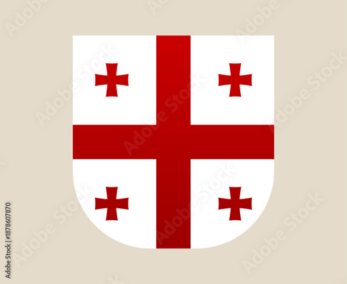 Lesser Coat of Arms of Georgia on a shield, an isolated vector illustration for patriotic and national cultural identity.